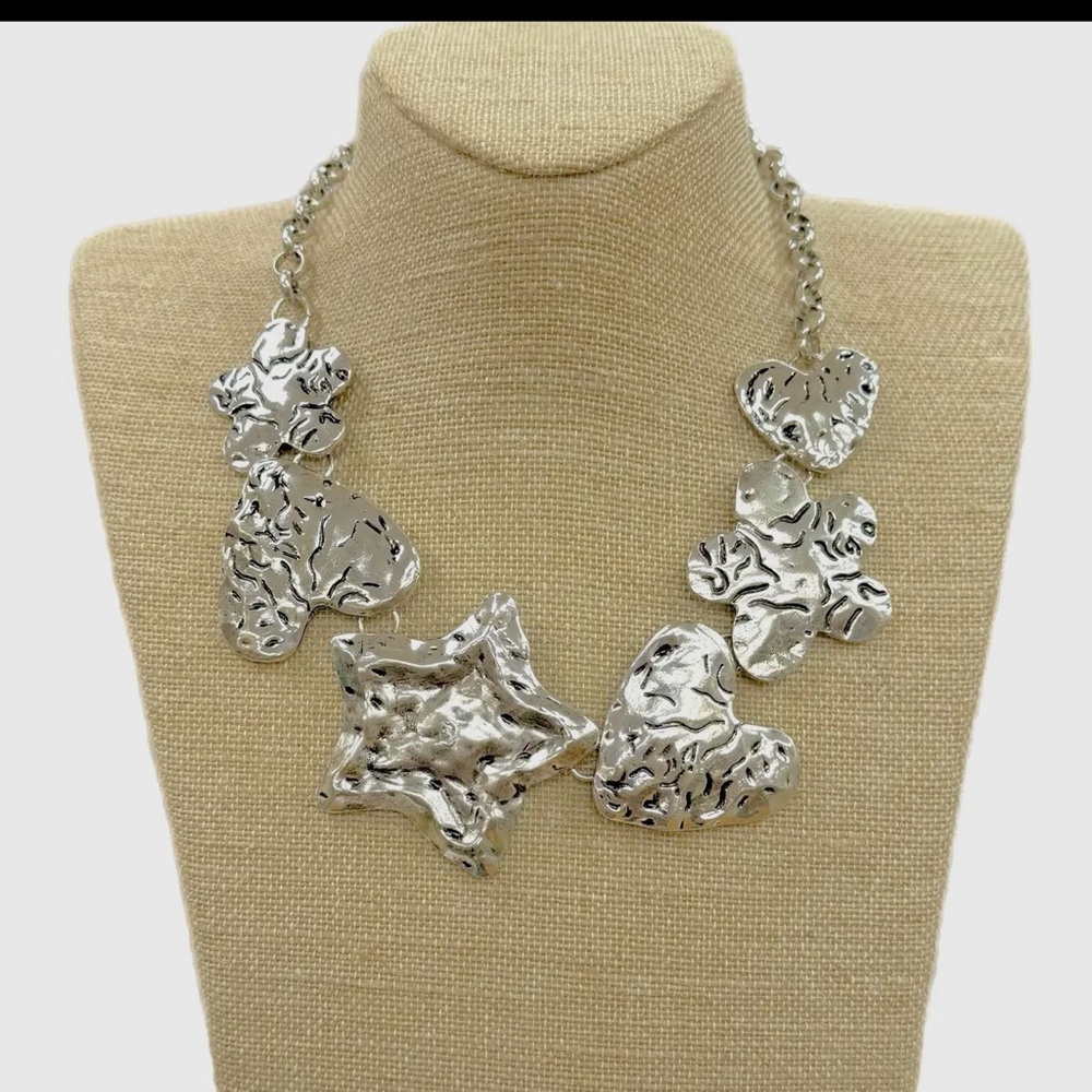 BOHO Silver Abstract Necklace